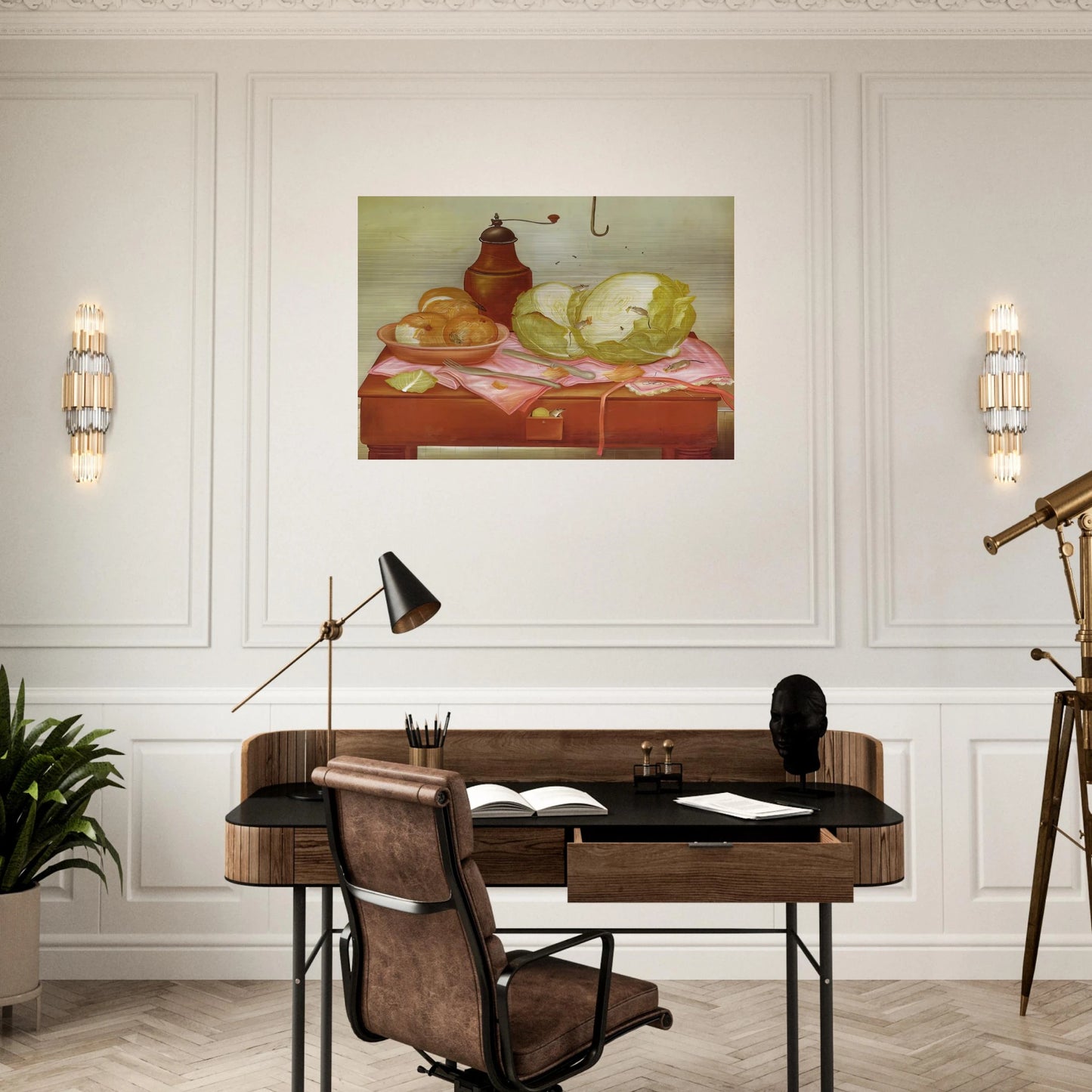 KITCHEN TABLE 1 - Fernando Botero Brushed Aluminum Print - 70x100 cm / 28x40 inches | Fernando Botero Aluminum Print | Fernando Botero Prints