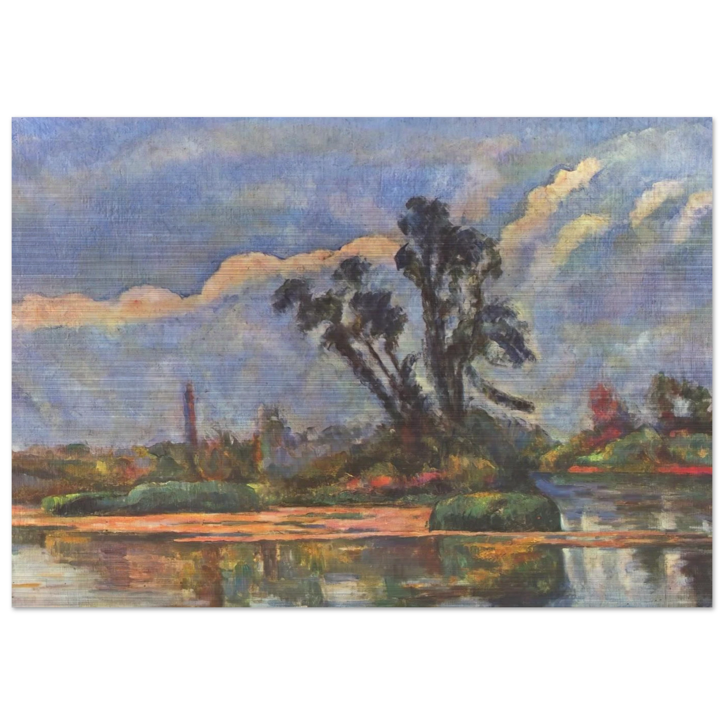 Bank of the Oise - Paul Cézanne Brushed Aluminum Print - 70x100 cm / 28x40 inches | Paul Cézanne Aluminum Print | Paul Cézanne Prints