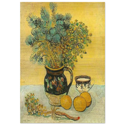 Still Life Majolica Jug with Wildflowers - Vincent van Gogh Brushed Aluminum Print - 70x100 cm / 28x40 inches | Vincent van Gogh Aluminum Print | Vincent van Gogh Prints