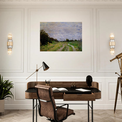 Lane in the Vineyards at Argenteuil - claude monet Brushed Aluminum Print - 70x100 cm / 28x40 inches | claude monet Aluminum Print | claude monet Prints