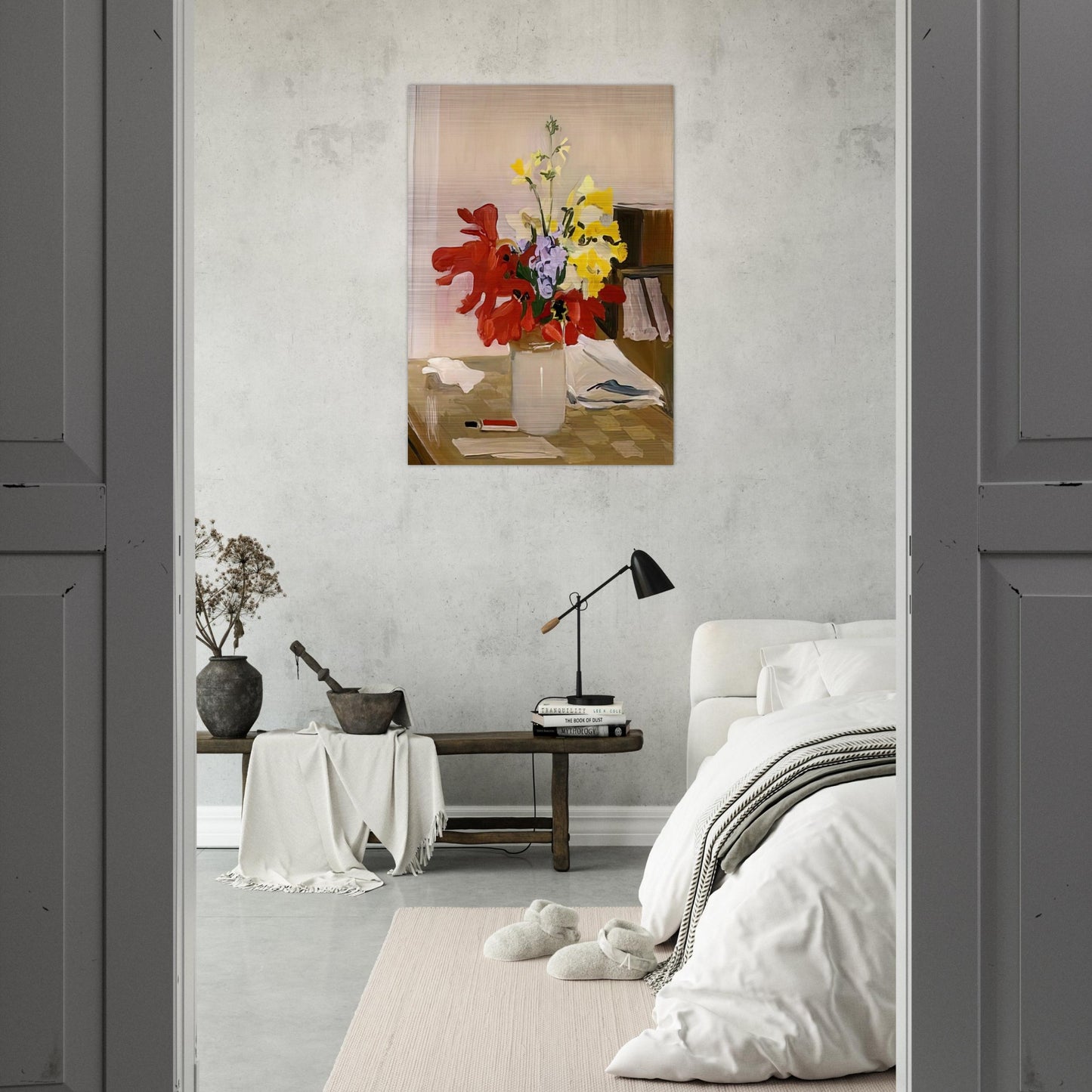 ANEMONE AND DAFFODIL 1965 - Fairfield Porter Brushed Aluminum Print - 70x100 cm / 28x40 inches | Fairfield Porter Aluminum Print | Fairfield Porter Prints