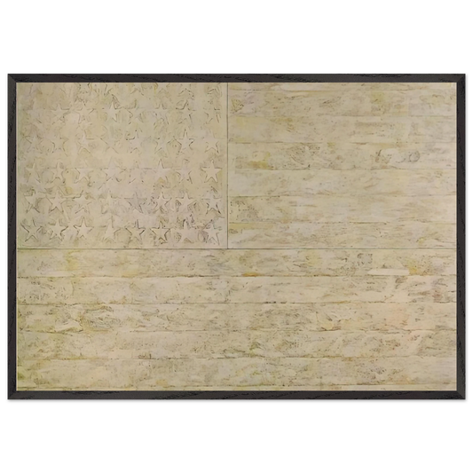 WHITE FLAG - Jasper Johns 70x100 cm / 28x40 inches Framed Art Print – Black Wooden Frame