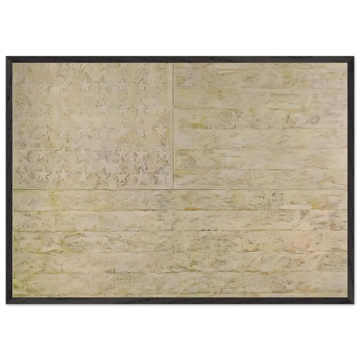 WHITE FLAG - Jasper Johns 70x100 cm / 28x40 inches Framed Art Print – Black Wooden Frame