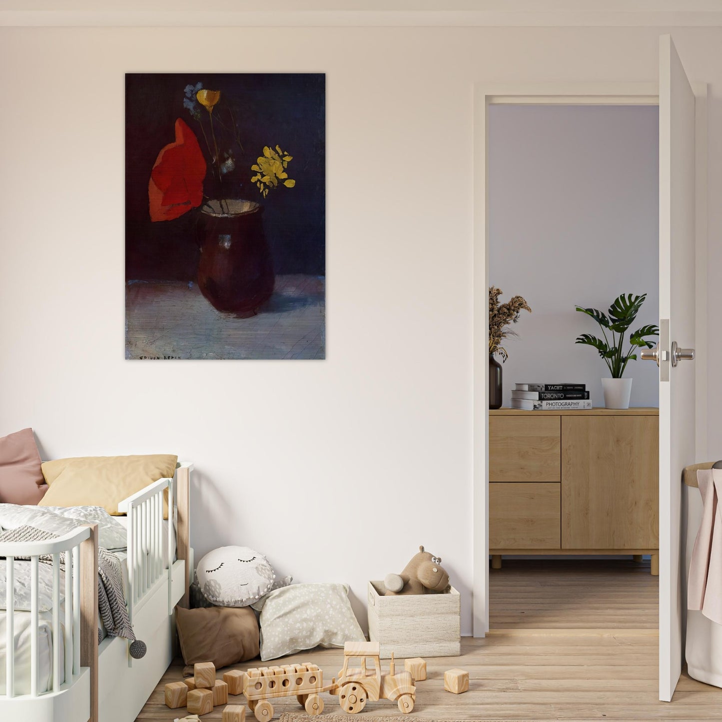 PITCHER OF FLOWERS - Odilon Redon Brushed Aluminum Print - 70x100 cm / 28x40 inches | Odilon Redon Aluminum Print | Odilon Redon Prints