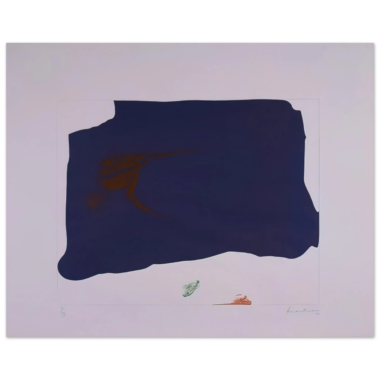 Helen Frankenthaler - Variation II on Mauve Corner - 1969 Wall art - 40x40 cm / 16x16 inches - Premium Wooden Framed Poster With Fine Art Paper-canvas - Wood frame