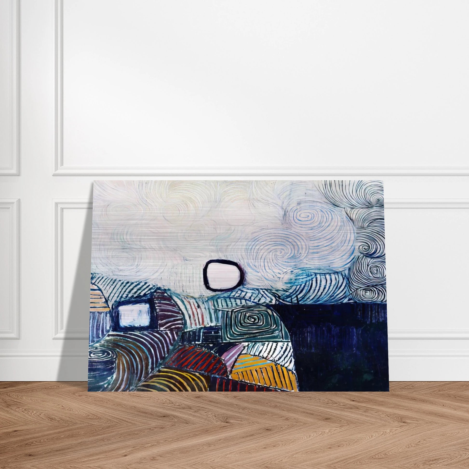 Spiral Development in Green Violet Blue  Gold - 1951 - Victor Pasmore Brushed Aluminum Print - 70x100 cm / 28x40 inches | Victor Pasmore Aluminum Print | Victor Pasmore Prints