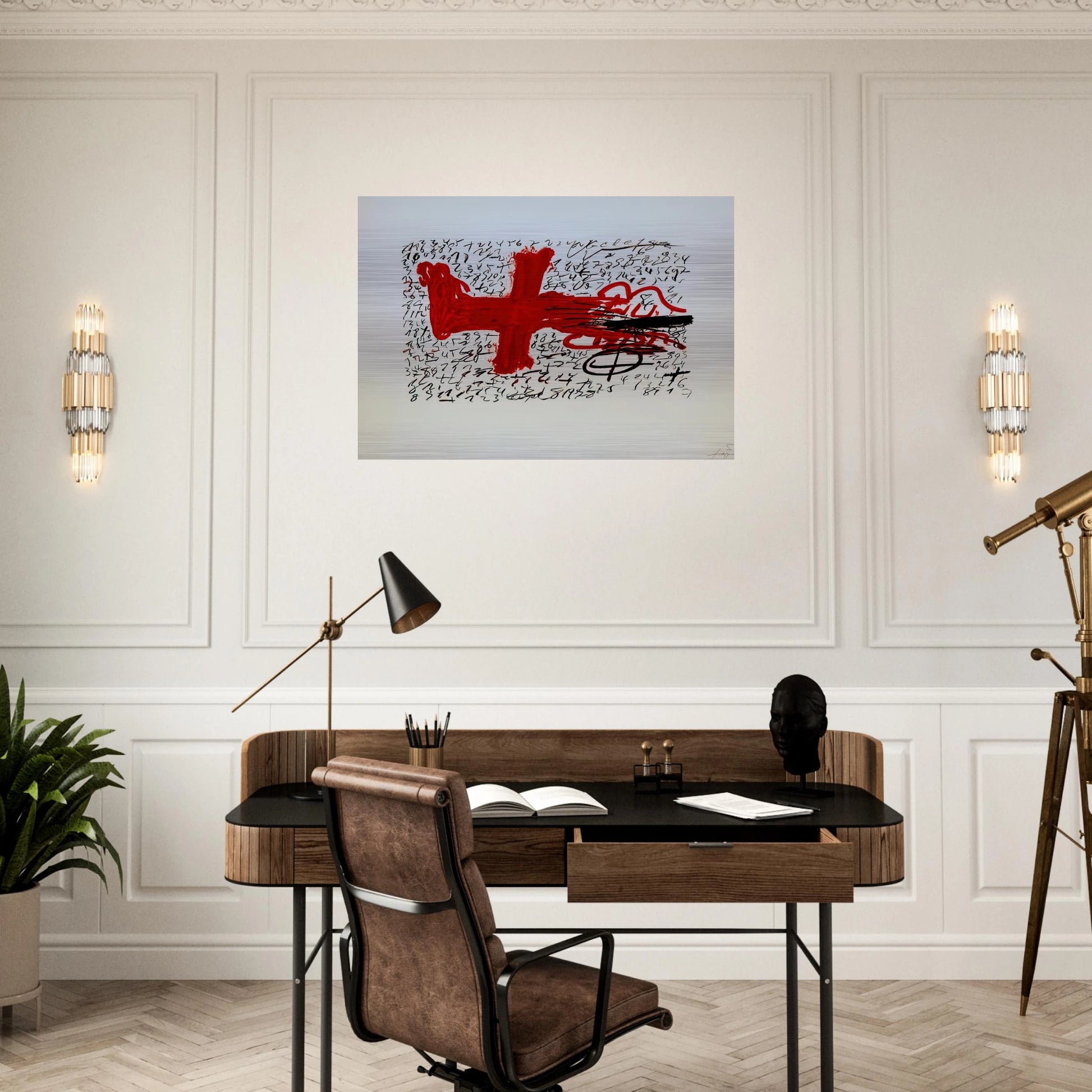 JAMBE ET CHIFFRES 1984 - Antoni Tapies Brushed Aluminum Print - 70x100 cm / 28x40 inches | Antoni Tapies Aluminum Print | Antoni Tapies Prints