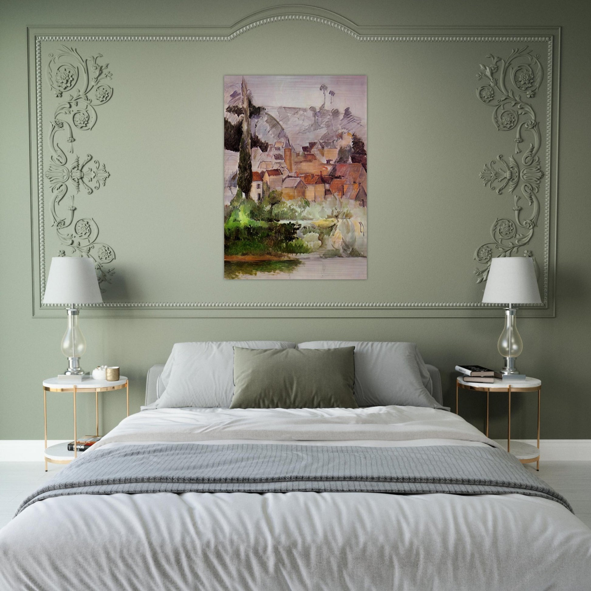 Medan Chateau and Village - Paul Cézanne Brushed Aluminum Print - 70x100 cm / 28x40 inches | Paul Cézanne Aluminum Print | Paul Cézanne Prints