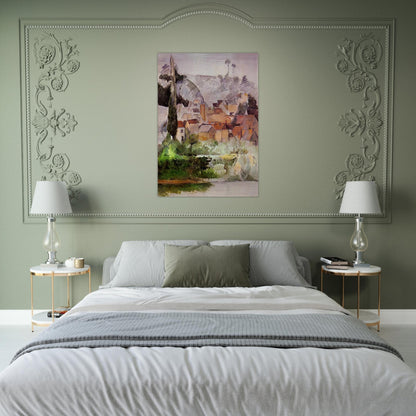 Medan Chateau and Village - Paul Cézanne Brushed Aluminum Print - 70x100 cm / 28x40 inches | Paul Cézanne Aluminum Print | Paul Cézanne Prints