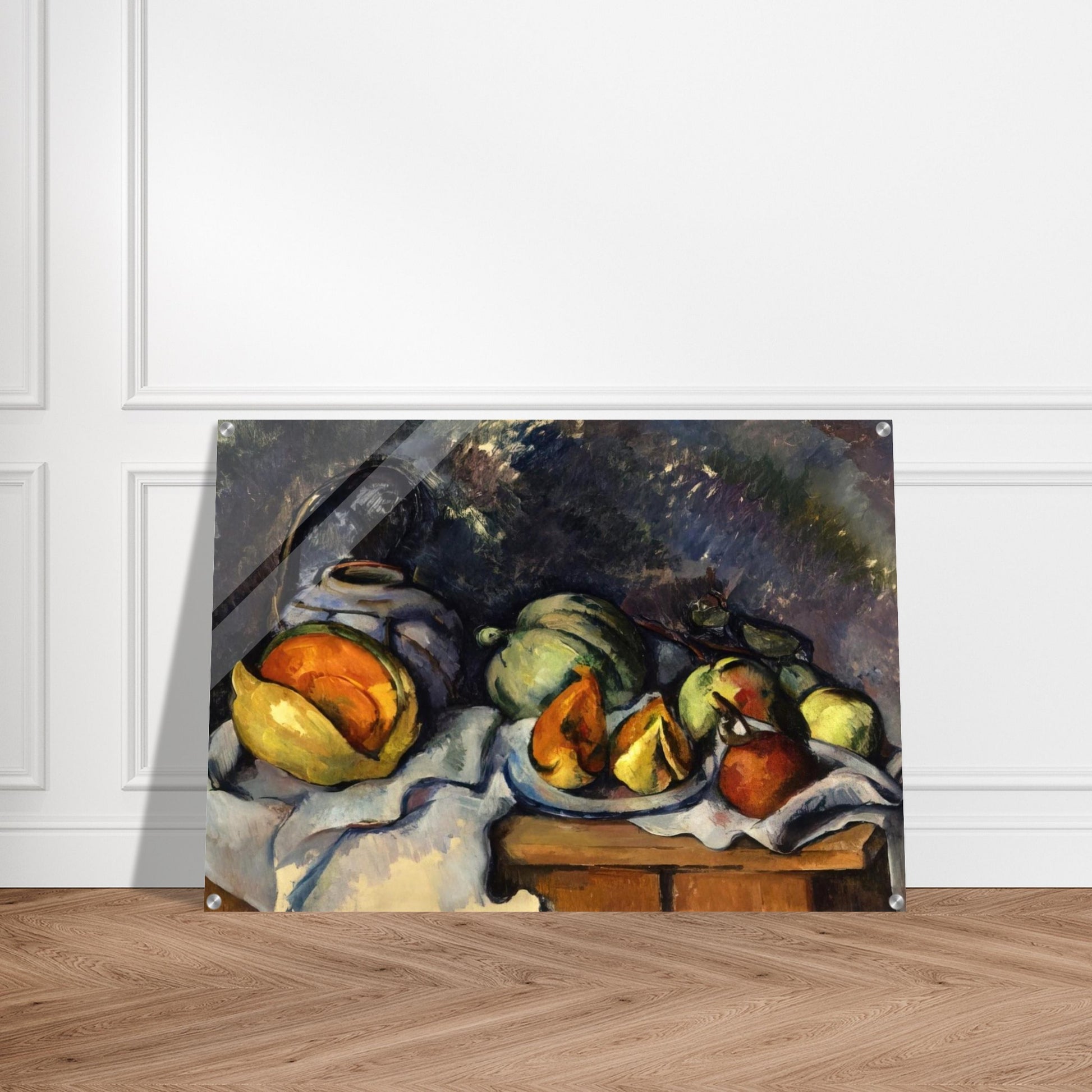 Still Life with Fruit and a Ginger Pot - Paul Cézanne Acrylic Print - 70x100 cm / 28x40″ inches