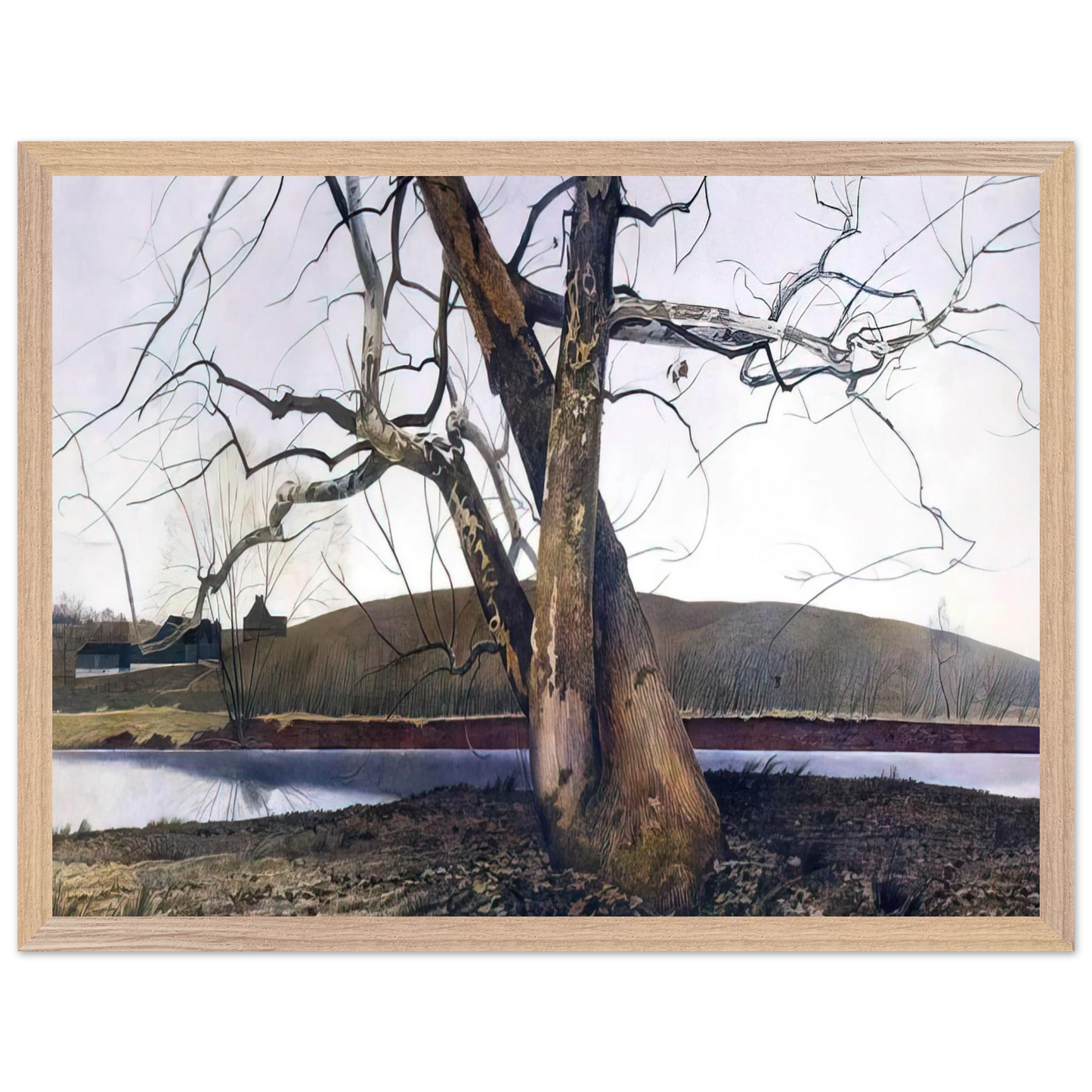 Andrew Wyeth - DIL HUEY FARM Wall Art - 30x40 cm / 12x16 inches - Premium Wooden Framed Poster With Fine Art Paper-canvas - Black frame