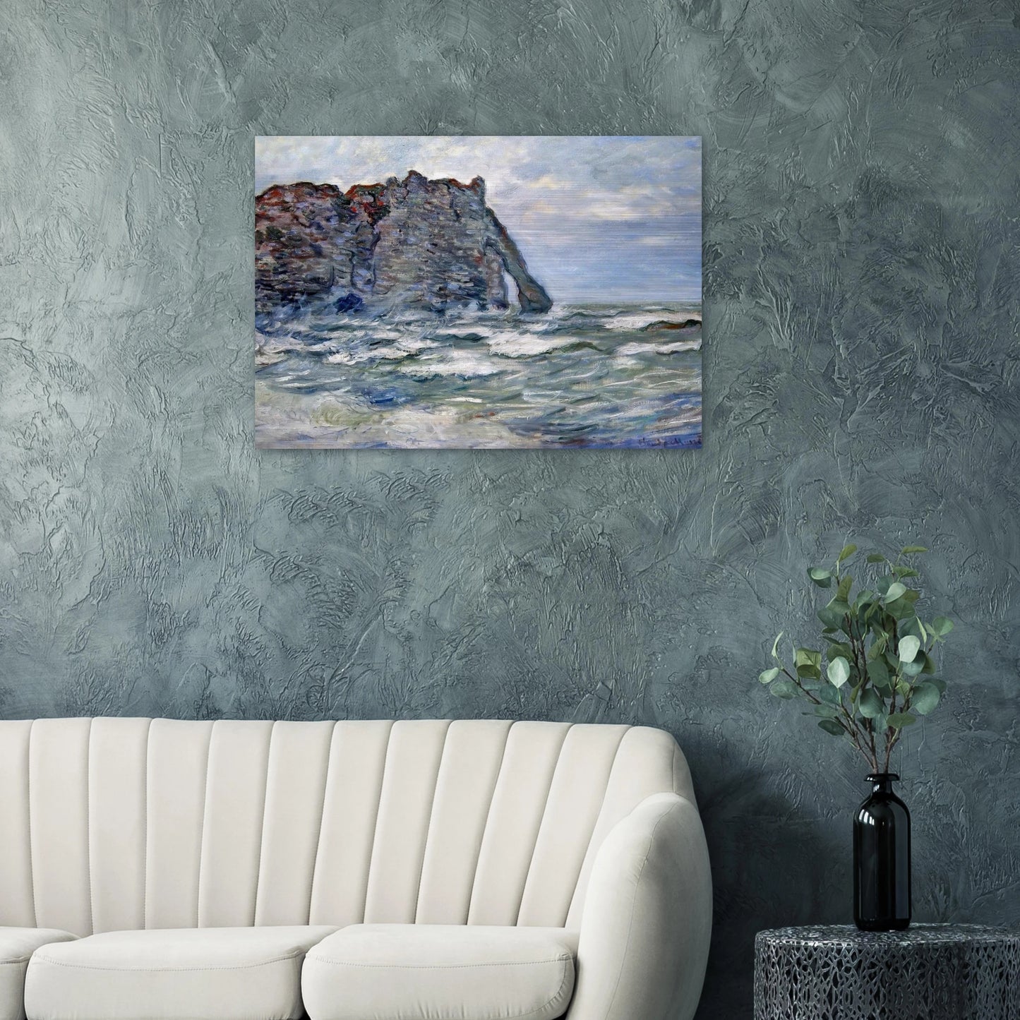 Port d`Aval, Rough Sea - claude monet Brushed Aluminum Print - 70x100 cm / 28x40 inches | claude monet Aluminum Print | claude monet Prints