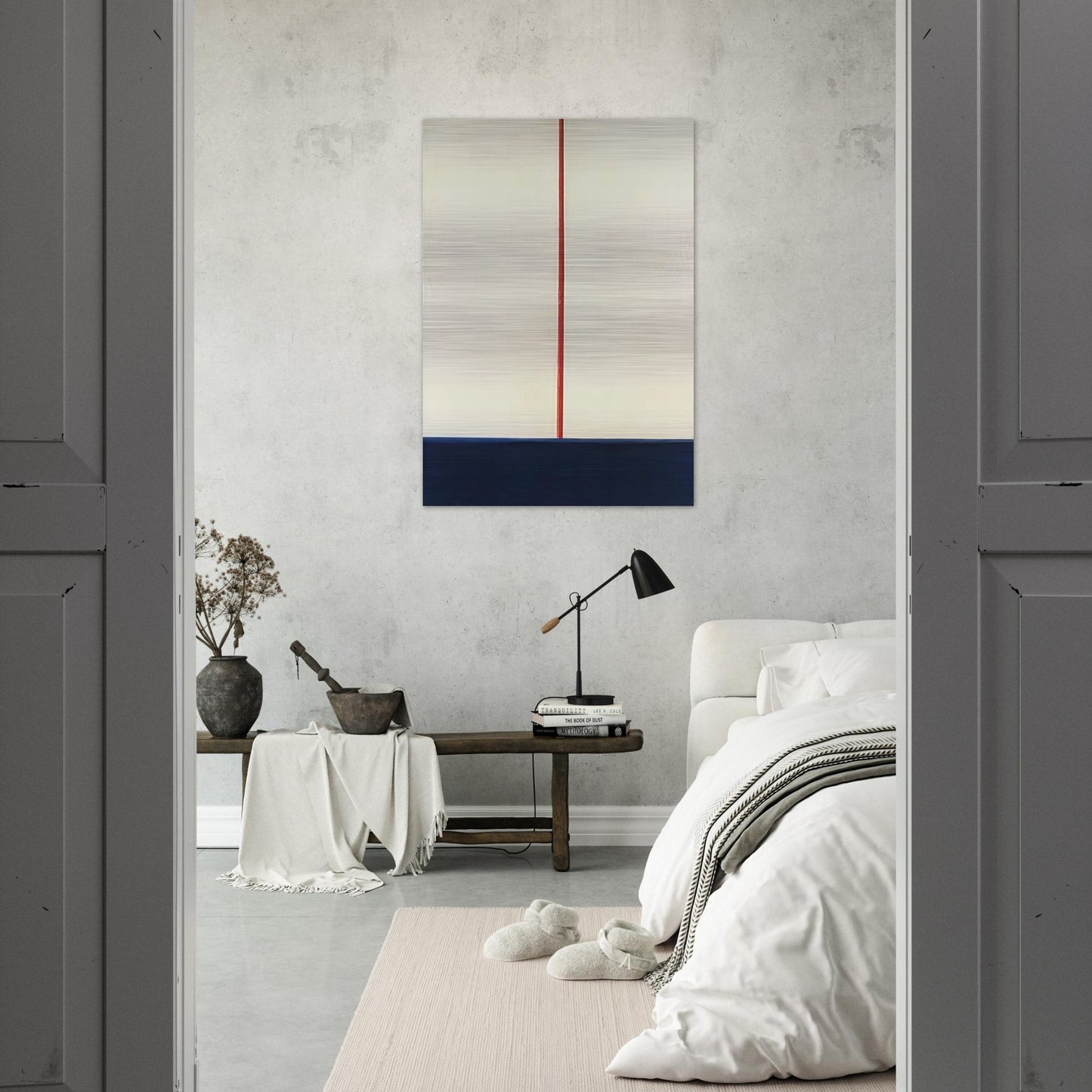 Komposition Blau-Rot auf Weiss - 1965 - Blinky Palermo Brushed Aluminum Print - 70x100 cm / 28x40 inches | Blinky Palermo Aluminum Print | Blinky Palermo Prints