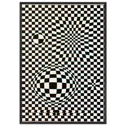 Vega - 1957 - Victor Vasarely 70x100 cm / 28x40 inches Framed Art Print – Black Wooden Frame