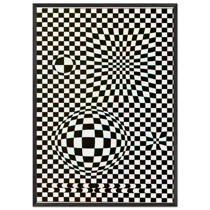 Vega - 1957 - Victor Vasarely 70x100 cm / 28x40 inches Framed Art Print – Black Wooden Frame