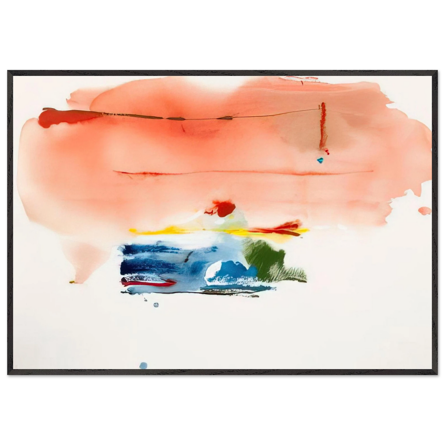 Helen Frankenthaler - Santa Fe II - 1986 Wall art - 20x25 cm / 8x10 inches - Premium Wooden Framed Poster With Fine Art Paper-canvas - Black frame