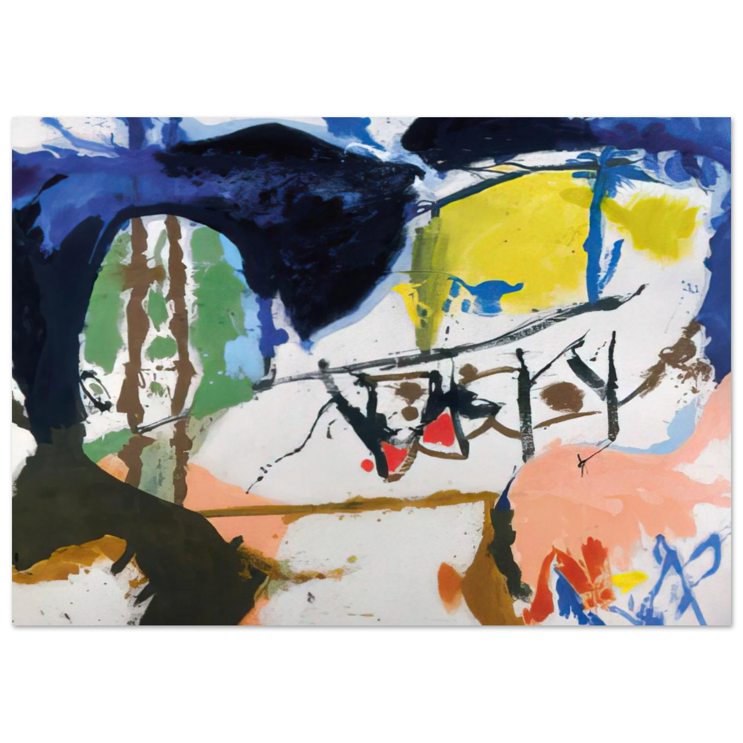Helen Frankenthaler - Acres - 1959 Wall art - 30x40 cm / 12x16 inches - Premium Wooden Framed Poster With Fine Art Paper-canvas - Wood frame