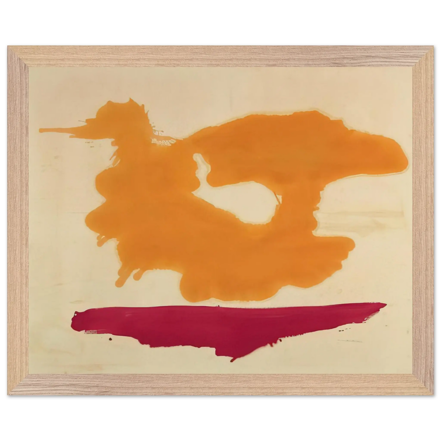 Helen Frankenthaler - Only Orange - 1963 Wall art - 13x18 cm / 5x7 Inches - Premium Wooden Framed Poster With Fine Art Paper - Black frame