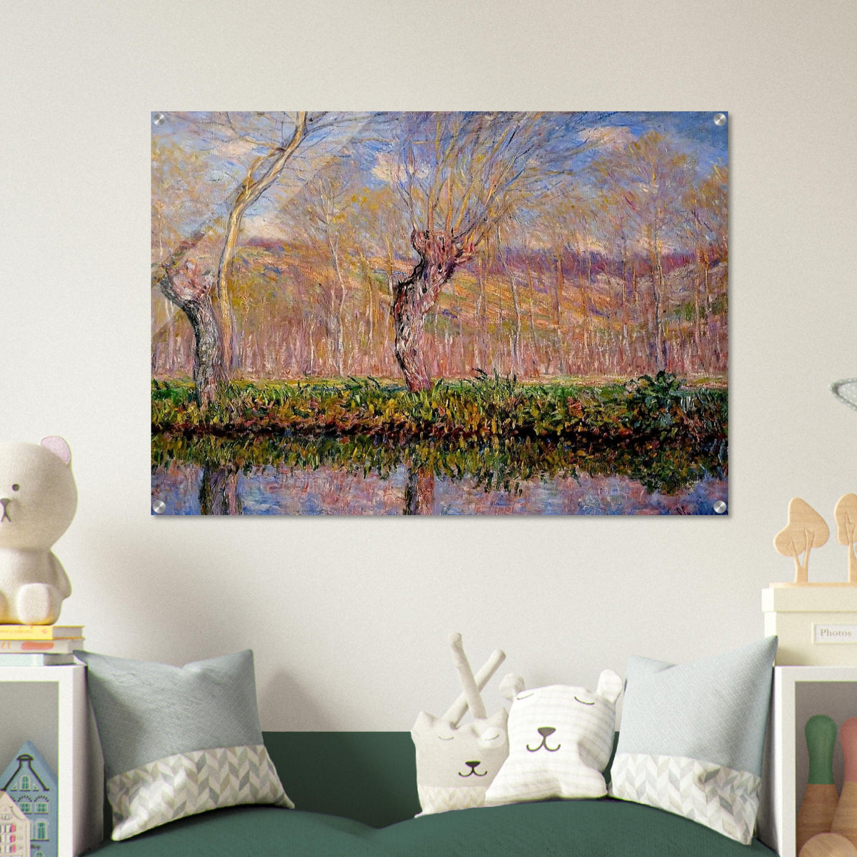 The Banks of the River Epte in Springtime - claude monet Acrylic Print - 70x100 cm / 28x40″ inches | claude monet Wall Art | claude monet Prints