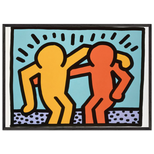 BEST BUDDIES 1990 N2 - Keith Haring 70x100 cm / 28x40 inches Framed Art Print – Black Wooden Frame