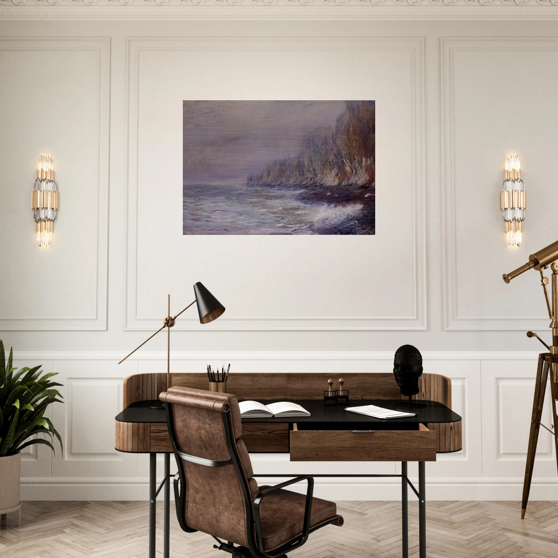 The Effect of Fog near Dieppe - claude monet Brushed Aluminum Print - 70x100 cm / 28x40 inches | claude monet Aluminum Print | claude monet Prints
