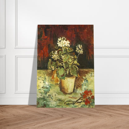 Geranium in a Flowerpot - Vincent van Gogh Brushed Aluminum Print - 70x100 cm / 28x40 inches | Vincent van Gogh Aluminum Print | Vincent van Gogh Prints