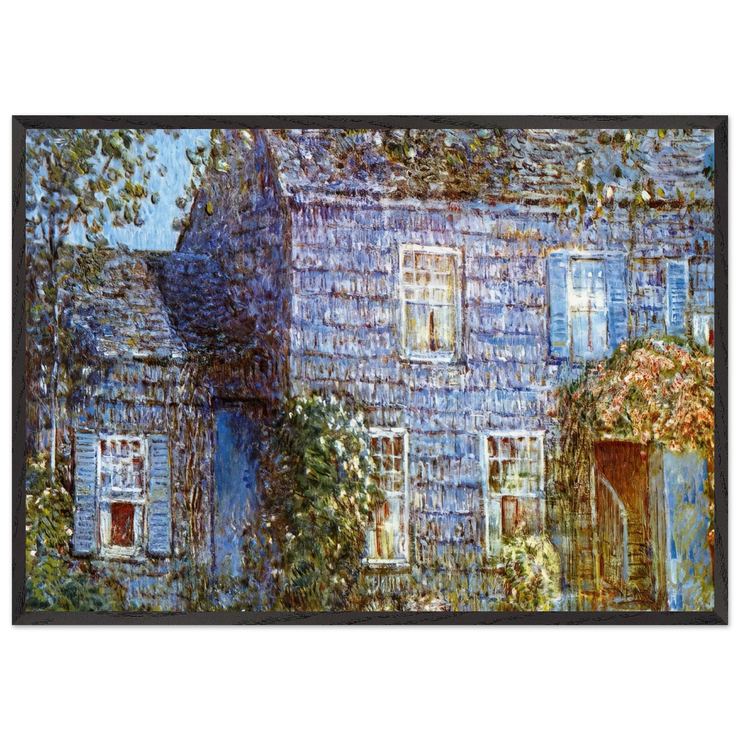 Hutchison House Easthampton - Childe Hassam 70x100 cm / 28x40 inches Framed Art Print – Black Wooden Frame