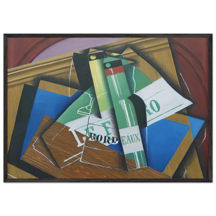 THE BORDEAUX BOTTLE 1915 - Juan Gris 70x100 cm / 28x40 inches Framed Art Print – Black Wooden Frame