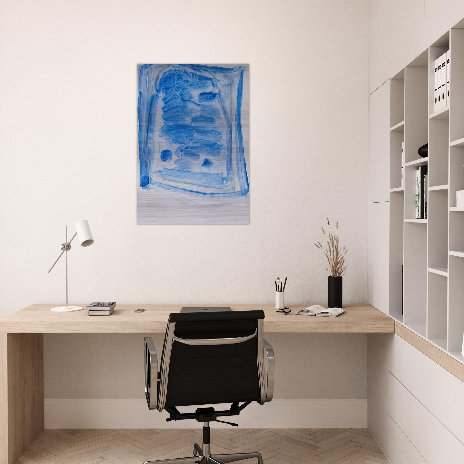 Sketchy Cobaltic Blue Flag - 2009 - Ralston Crawford Brushed Aluminum Print - 70x100 cm / 28x40 inches | Ralston Crawford Aluminum Print | Ralston Crawford Prints