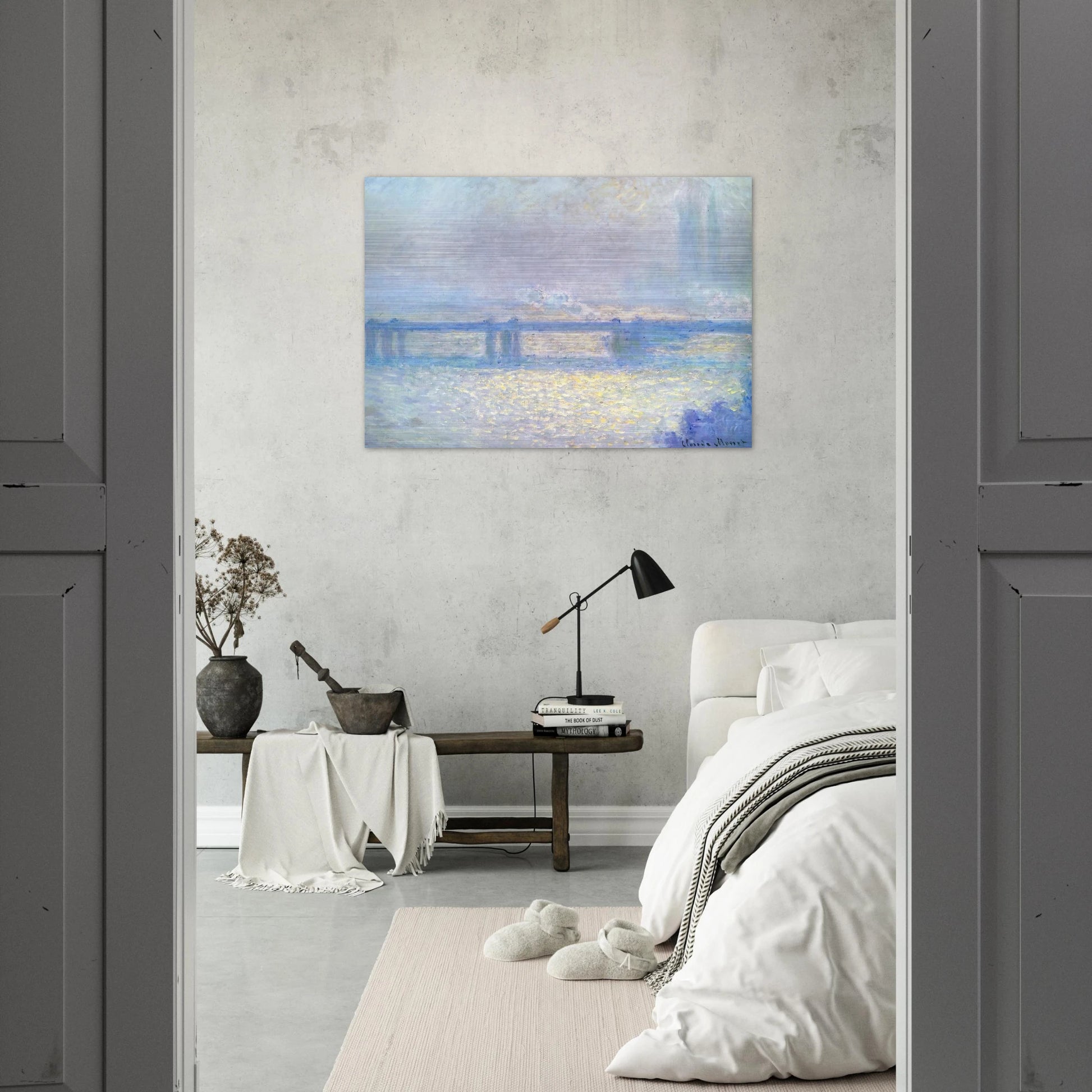 Charing Cross Bridge, Overcast Weather - claude monet Brushed Aluminum Print - 70x100 cm / 28x40 inches | claude monet Aluminum Print | claude monet Prints