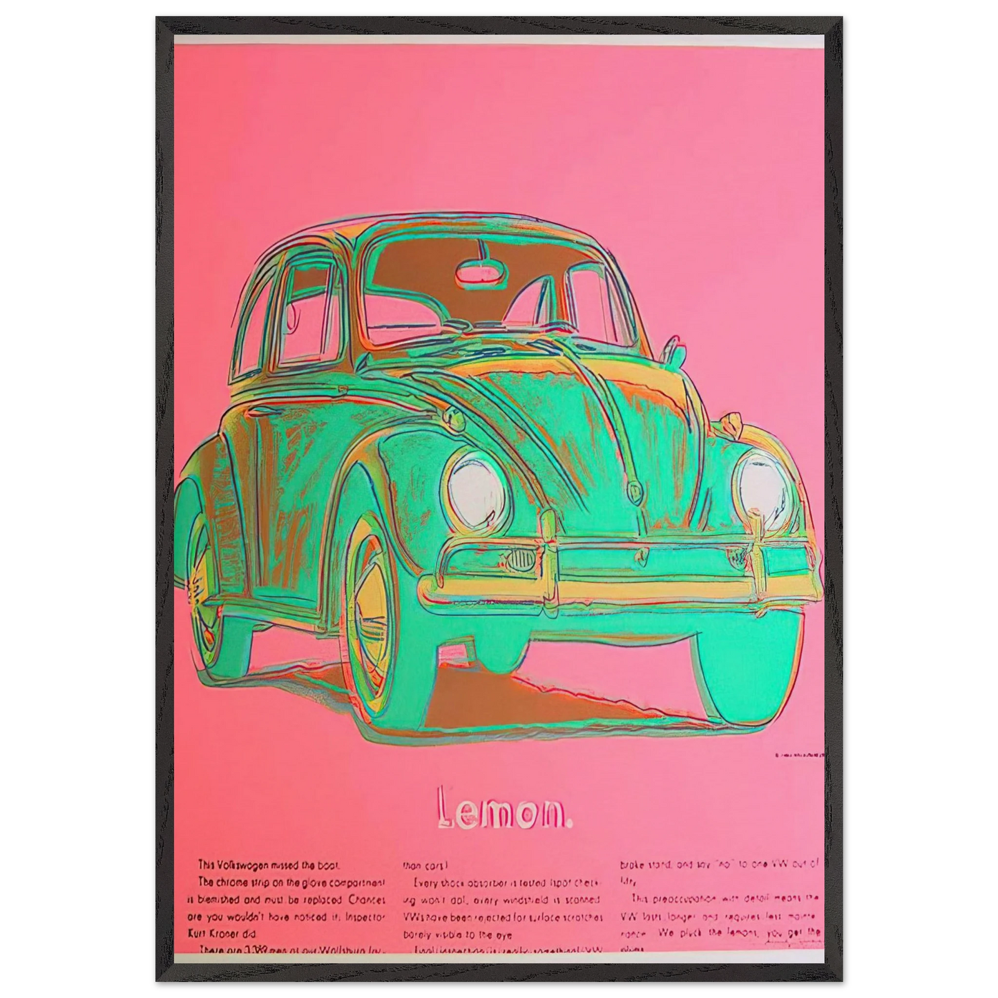 Volkswagen - Andy Warhol 70x100 cm / 28x40 inches Framed Art Print – Black Wooden Frame