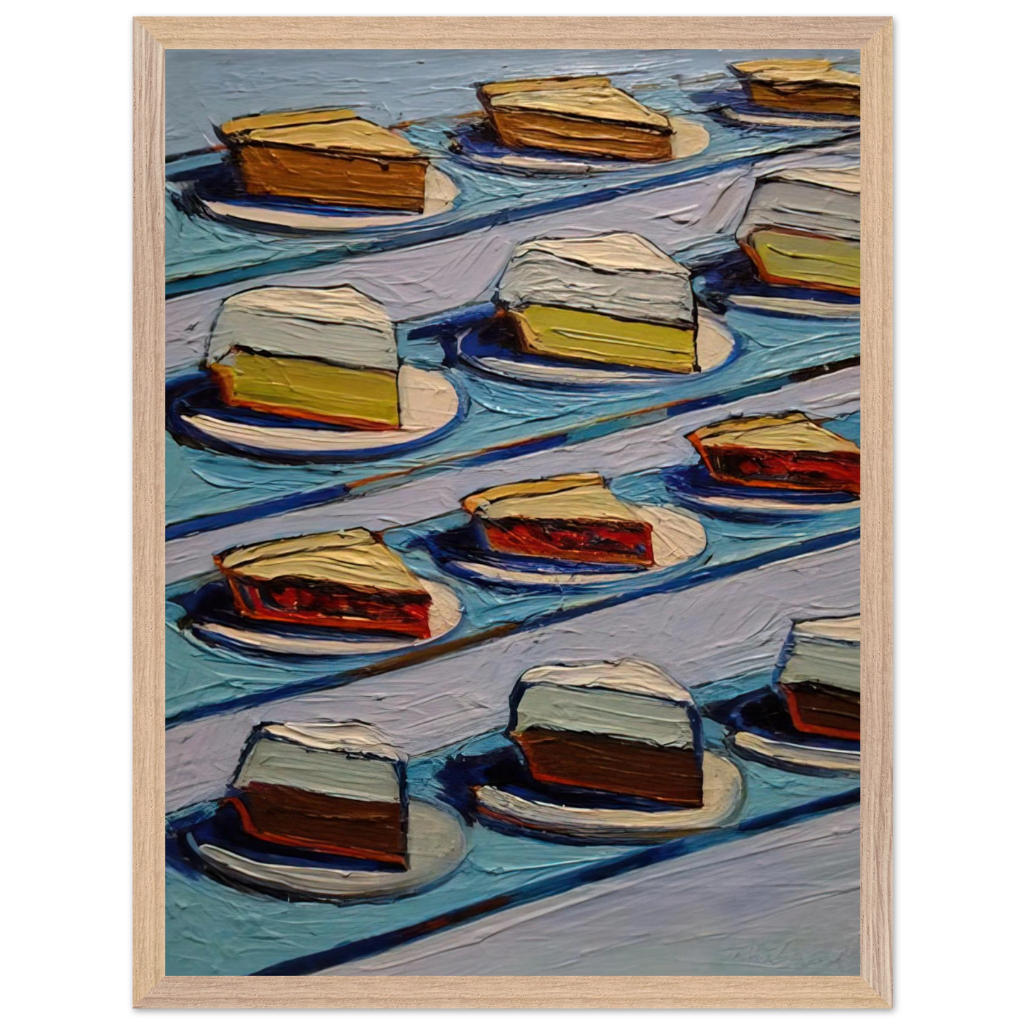 Wayne Thiebaud - Refrigerator Pies - 1962 Wall Art - 30x40 cm / 12x16 inches - Premium Wooden Framed Poster With Fine Art Paper-canvas - White frame