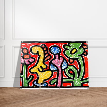 FLOWERS IV 1990 - Keith Haring Acrylic Print - 70x100 cm / 28x40″ inches
