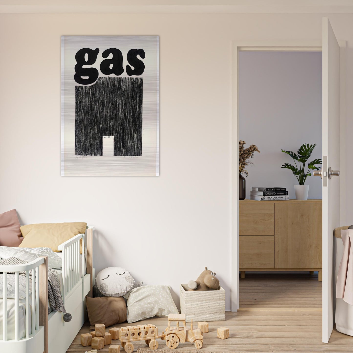 GAS 1962 - Edward Ruscha Brushed Aluminum Print - 70x100 cm / 28x40 inches | Edward Ruscha Aluminum Print | Edward Ruscha Prints