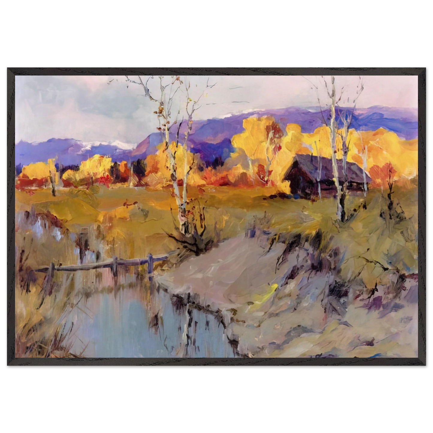 Autumn Morning - Romanticism - Sydney Laurence 70x100 cm / 28x40 inches Framed Art Print – Black Wooden Frame
