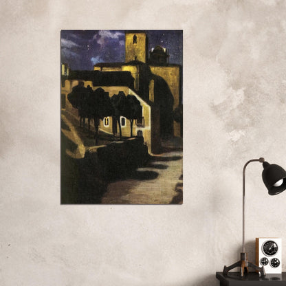 NIGHT SCENE IN AVILA 1907 - Diego Rivera Brushed Aluminum Print - 70x100 cm / 28x40 inches | Diego Rivera Aluminum Print | Diego Rivera Prints
