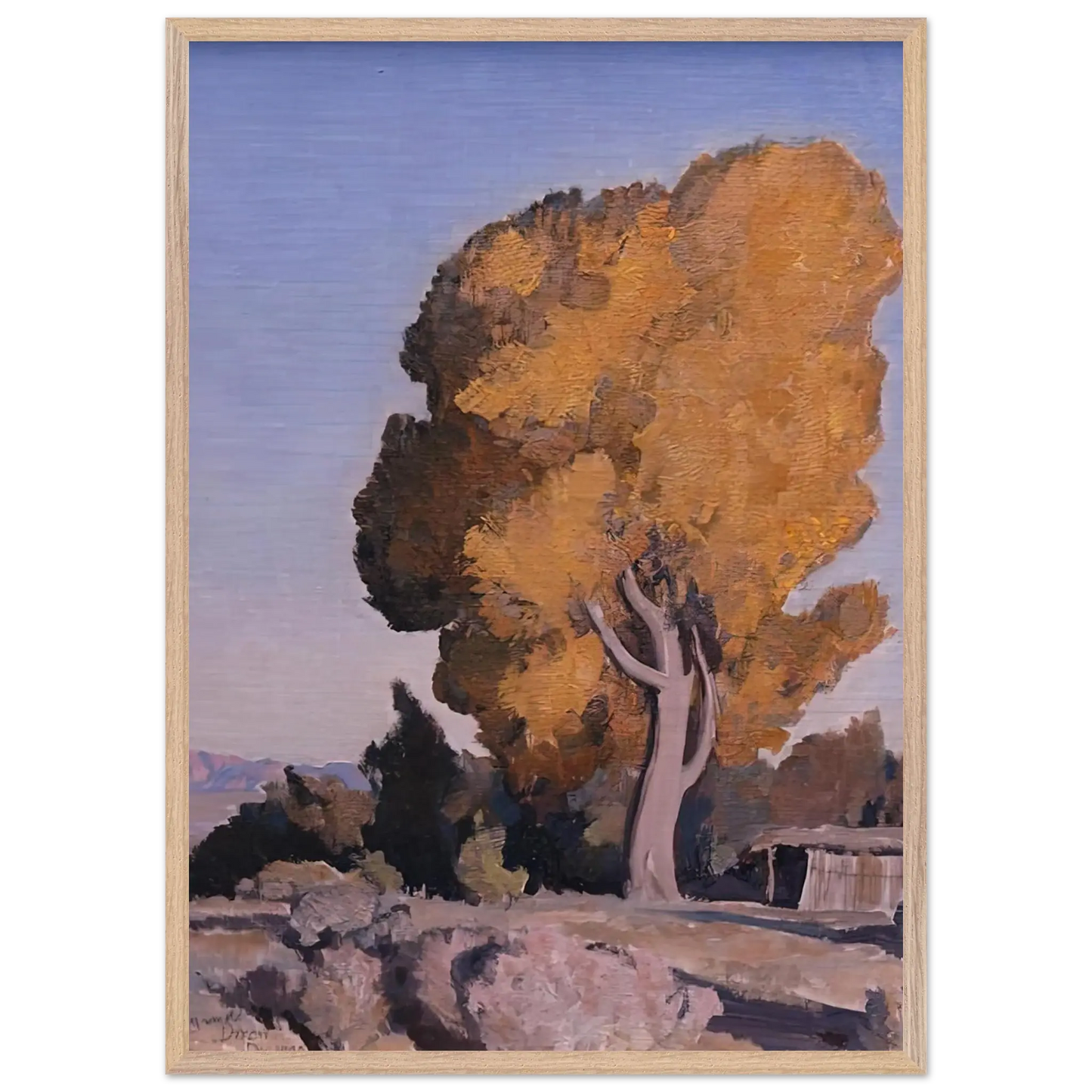 Maynard Dixon - LOW COUNTRY COTTONWOOD 1940 Wall art - 70x100 cm / 28x40 Inches - Premium Wooden Framed Poster With Fine Art Paper - White frame