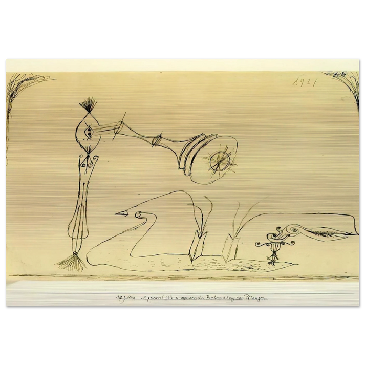 APPARATUS FOR THE MAGNETIC TREATMENT OF PLANTS 1908 - Paul Klee Brushed Aluminum Print - 70x100 cm / 28x40 inches | Paul Klee Aluminum Print | Paul Klee Prints