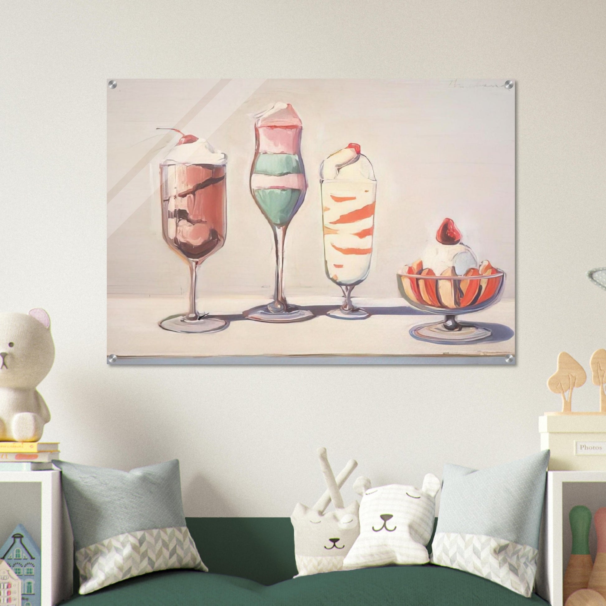 Four Sundaes - Pop Art - Wayne Thiebaud Acrylic Print - 70x100 cm / 28x40″ inches