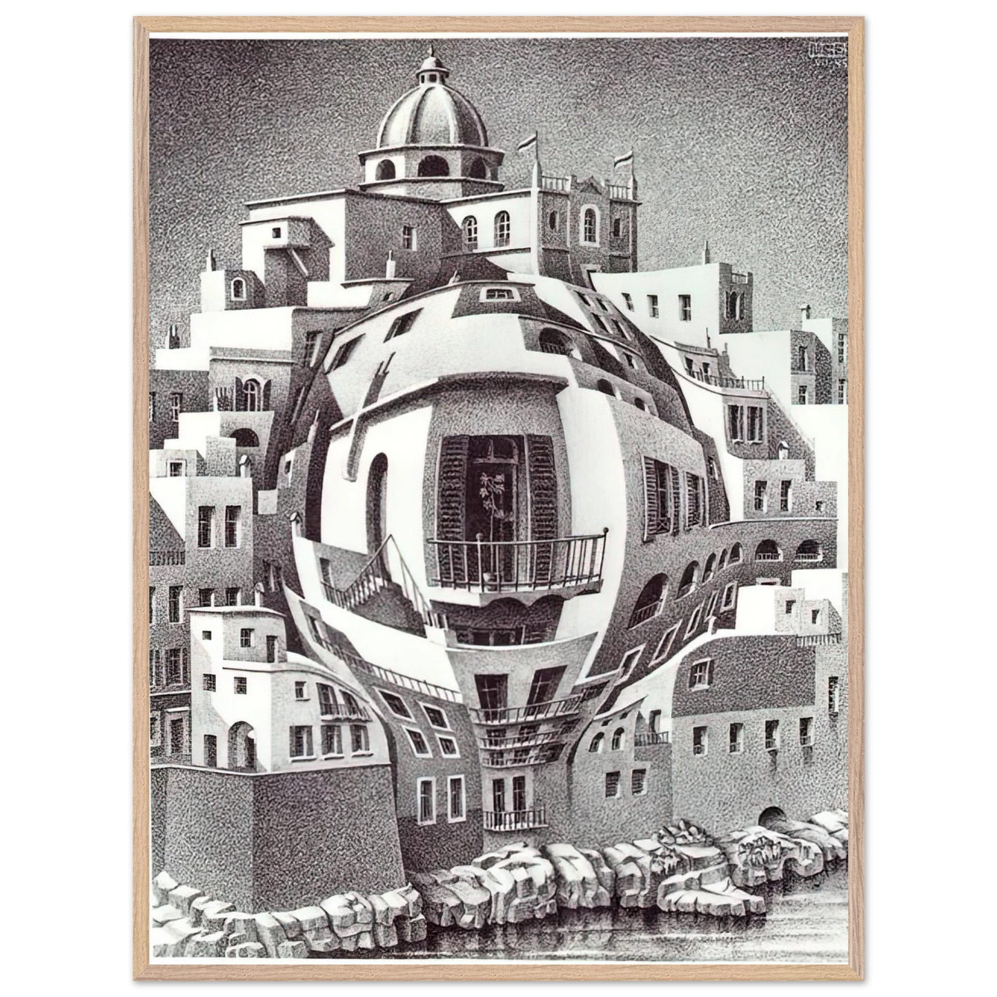 MC Escher - BALCONY Wall Art - 60x80 cm / 24x32 inches - Fine Art Poster-canvas - -