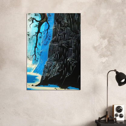 Cliffs Ascending - Eyvind Earle Brushed Aluminum Print - 70x100 cm / 28x40 inches | Eyvind Earle Aluminum Print | Eyvind Earle Prints