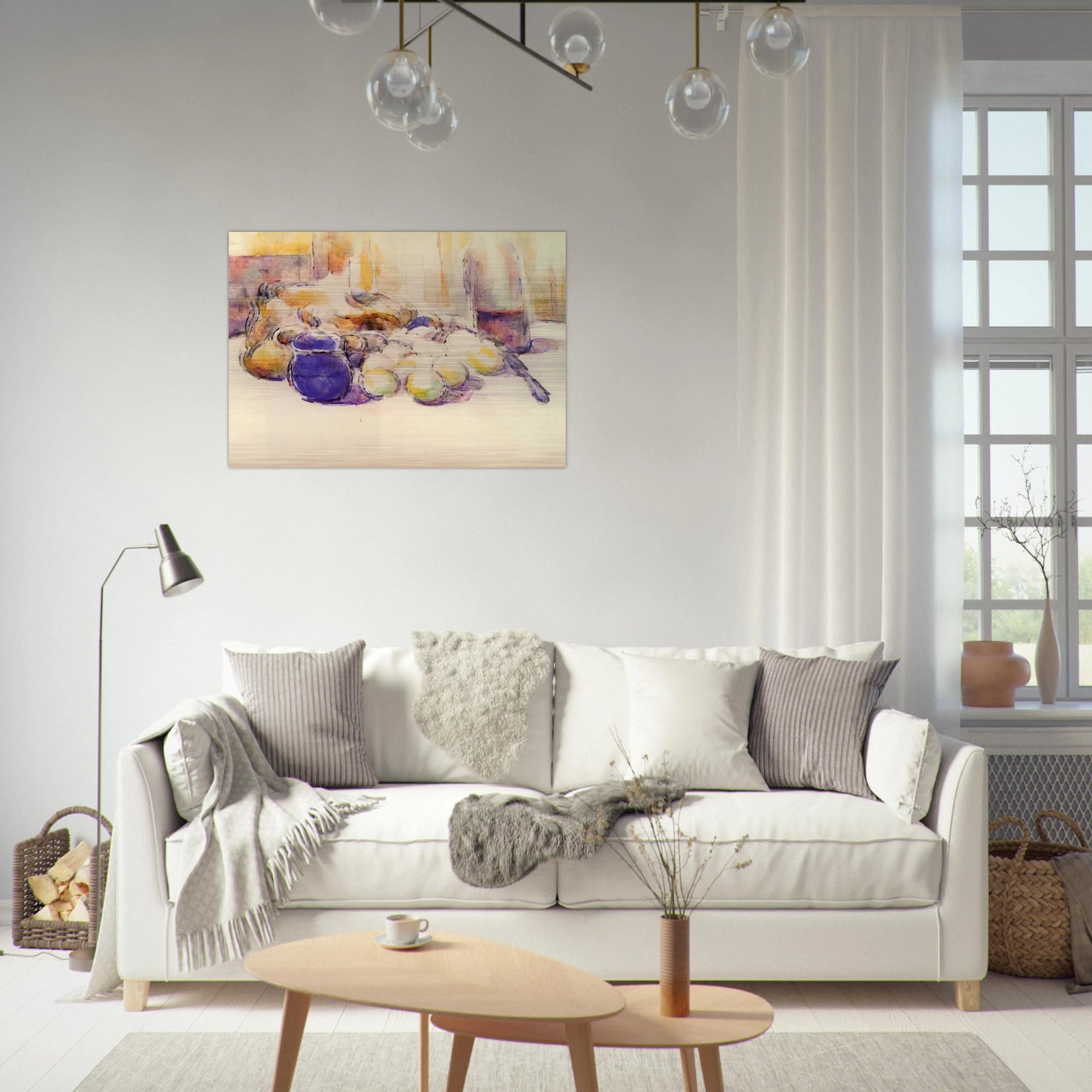 Blue Pot and Bottle of Wine - Paul Cézanne Brushed Aluminum Print - 70x100 cm / 28x40 inches | Paul Cézanne Aluminum Print | Paul Cézanne Prints