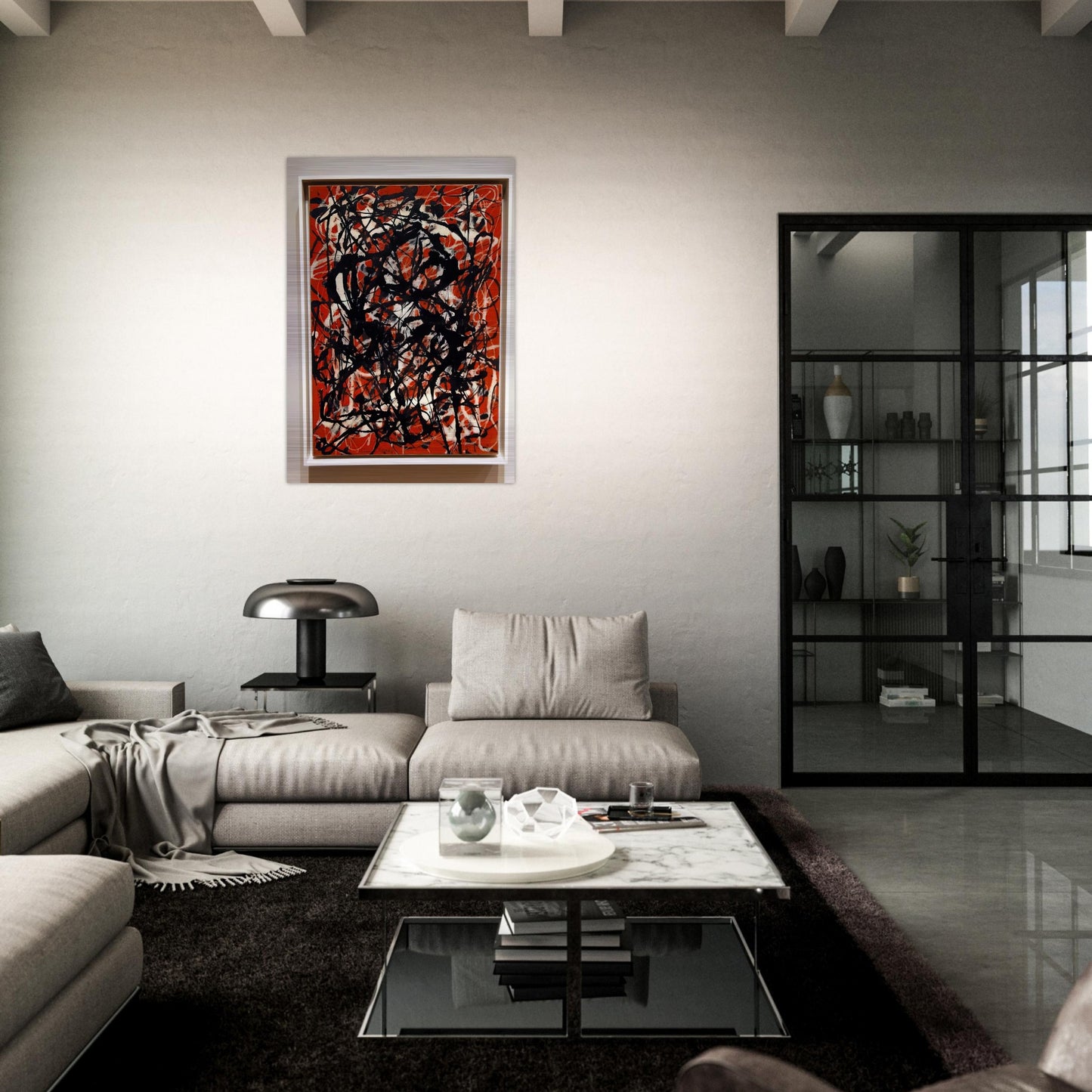 FREE FORM 1946 - Jackson Pollock Brushed Aluminum Print - 70x100 cm / 28x40 inches | Jackson Pollock Aluminum Print | Jackson Pollock Prints