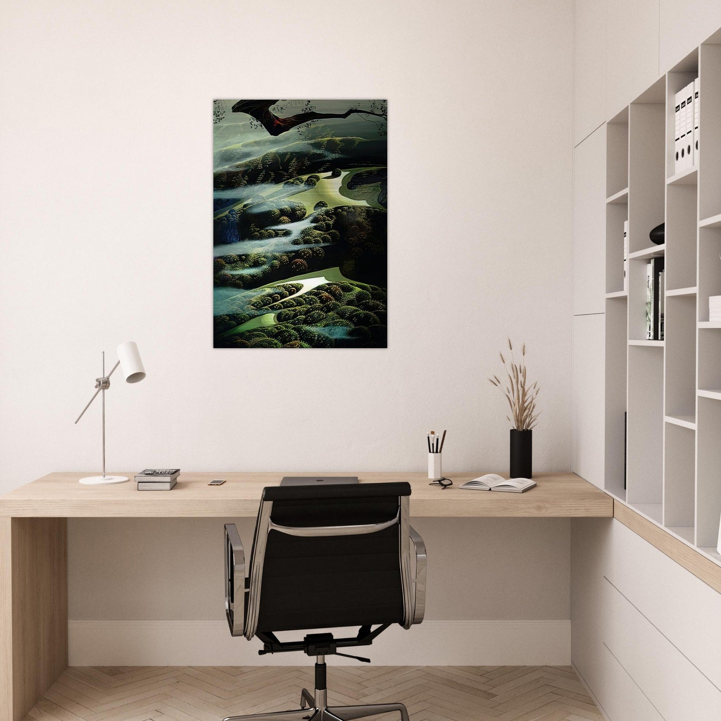 Carmel Valley Memory - Eyvind Earle Brushed Aluminum Print - 70x100 cm / 28x40 inches | Eyvind Earle Aluminum Print | Eyvind Earle Prints