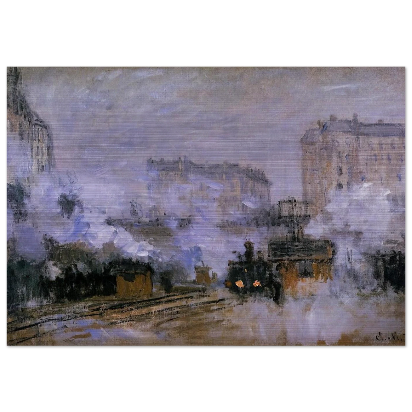 Saint-Lazare Station, Arrival of a Train - claude monet Brushed Aluminum Print - 70x100 cm / 28x40 inches | claude monet Aluminum Print | claude monet Prints