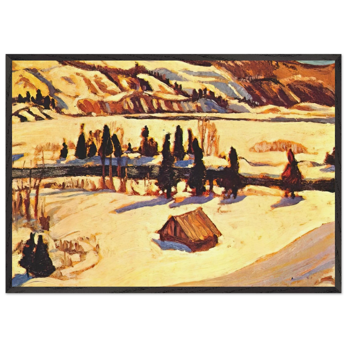 River St Urbain - 1930 - AY Jackson 70x100 cm / 28x40 inches Framed Art Print – Black Wooden Frame