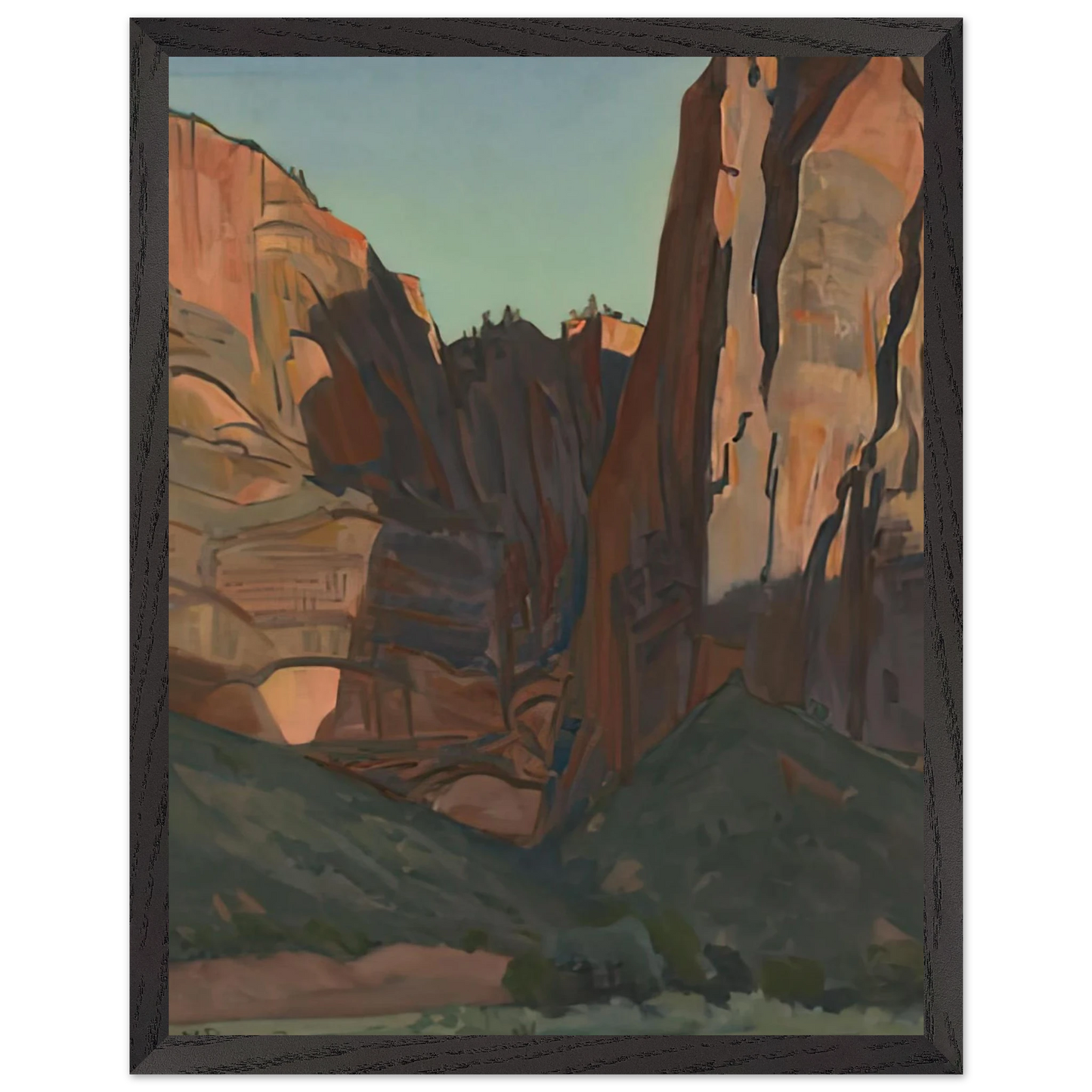 Maynard Dixon - NOTCH IN THE WALL ZION NATIONAL PARK AUGUST 1933 1933 Wall art - 45x60 cm / 18x24 inches - Premium Wooden Framed Poster With Fine Art Paper-canvas - Wood frame