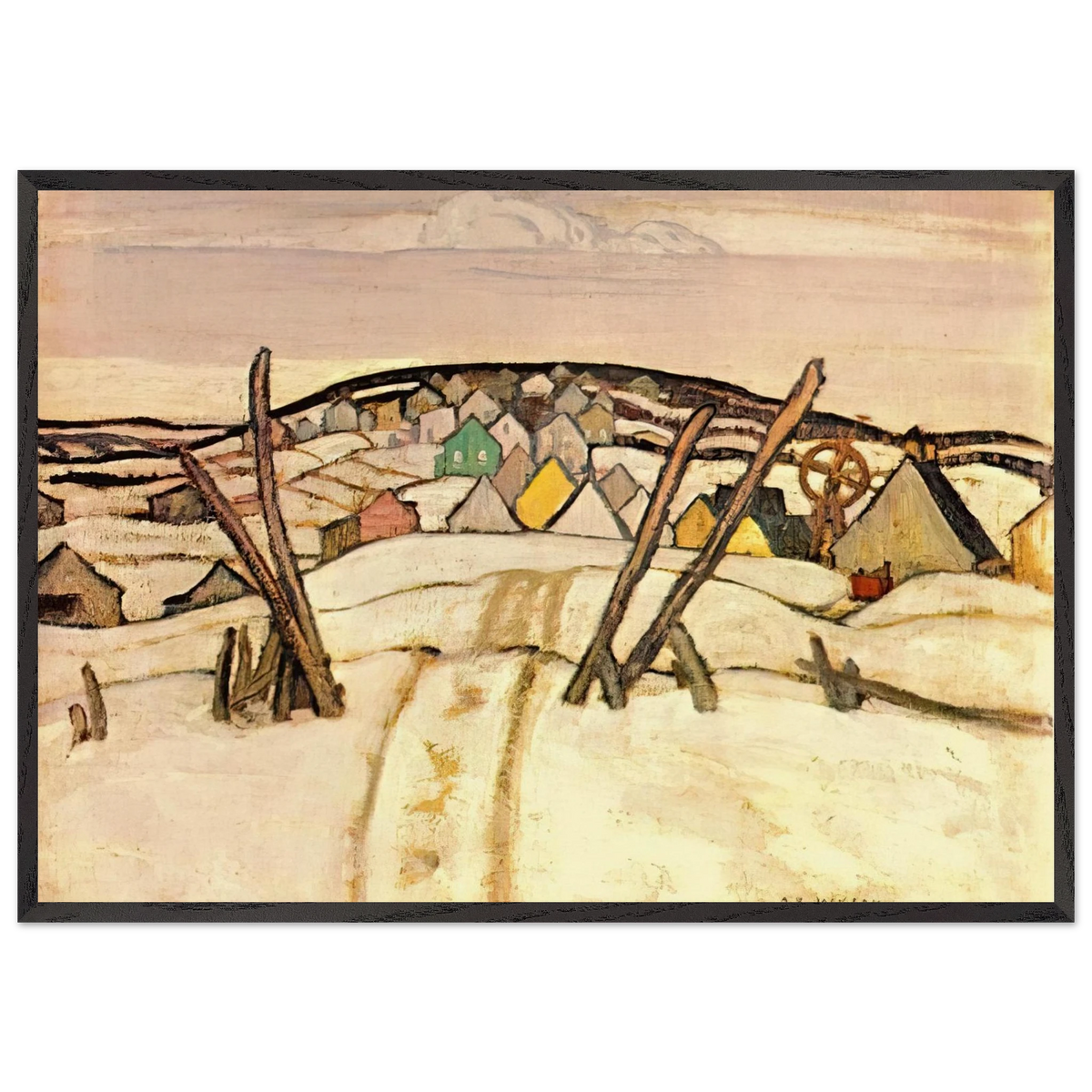 The Winter Road Quebec - 1921 - AY Jackson 70x100 cm / 28x40 inches Framed Art Print – Black Wooden Frame