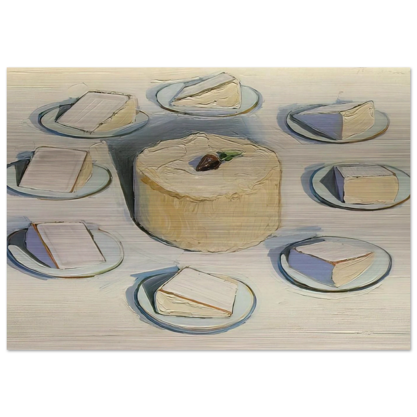 Around the Cake - 1962 - Wayne Thiebaud Brushed Aluminum Print - 70x100 cm / 28x40 inches | Wayne Thiebaud Aluminum Print | Wayne Thiebaud Prints