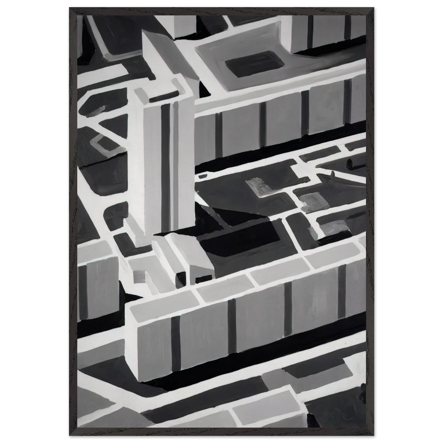 TOWNSCAPE SL 1969 - Gerhard Richter 70x100 cm / 28x40 inches Framed Art Print – Black Wooden Frame